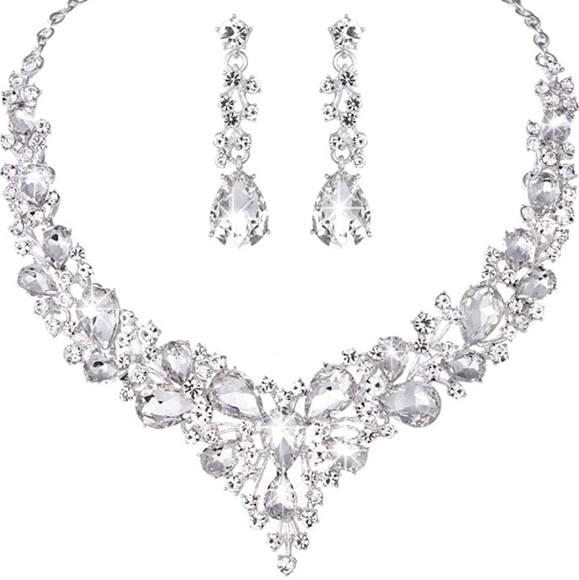 New Molie Bridal Austrian Crystal Necklace and Earrings Jewelry Set - Picture 2 of 8